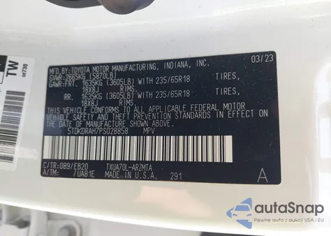 2023 Toyota Highlander Xle из США, поврежденный, VIN 5TDKDRAH7PS028858